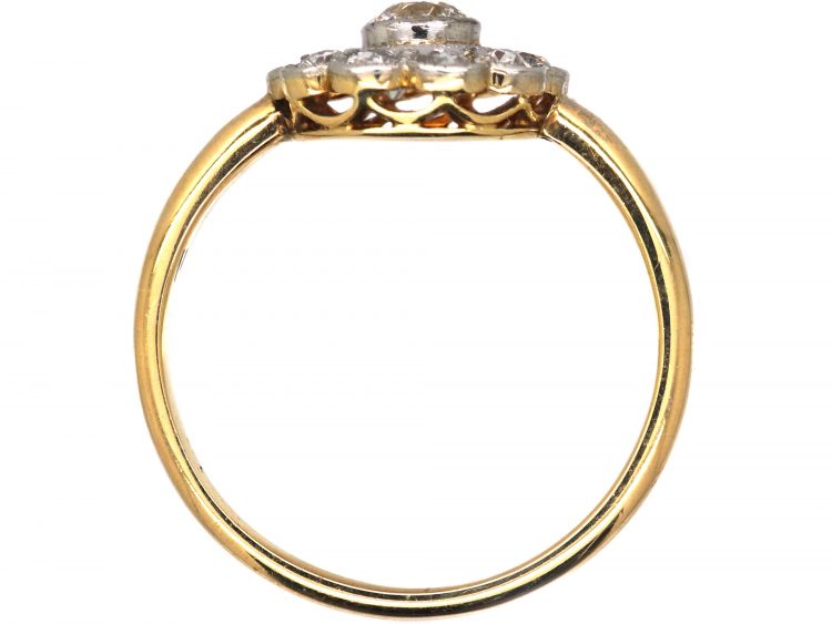 Edwardian 18ct Gold & Platinum Diamond Cluster Ring