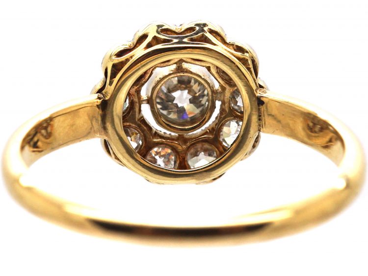 Edwardian 18ct Gold & Platinum Diamond Cluster Ring