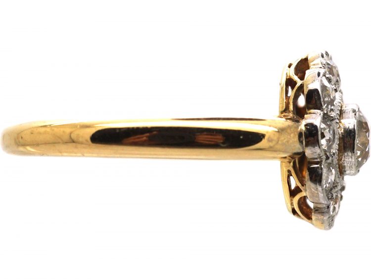Edwardian 18ct Gold & Platinum Diamond Cluster Ring