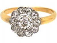 Edwardian 18ct Gold & Platinum Diamond Cluster Ring