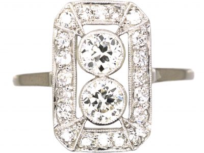 Art Deco 18ct White Gold & Platinum Rectangular Ring set with Diamonds