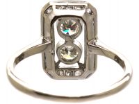Art Deco 18ct White Gold & Platinum Rectangular Ring set with Diamonds