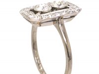 Art Deco 18ct White Gold & Platinum Rectangular Ring set with Diamonds