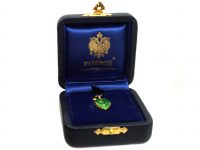 18ct Gold & Green Enamel Heart Shaped Pendant by Fabergé on an 18ct Gold Chain