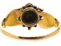 Early 19th Century 15ct Gold Fede Ring with Ruby & Diamond set Flower