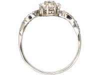 Edwardian Platinum Diamond Solitaire Ring with Diamond set Shoulders