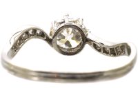 Edwardian Platinum Diamond Solitaire Ring with Diamond set Shoulders