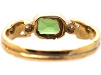 Edwardian 18ct Gold Ring with Snake Detail set with a Peridot & Diamonds