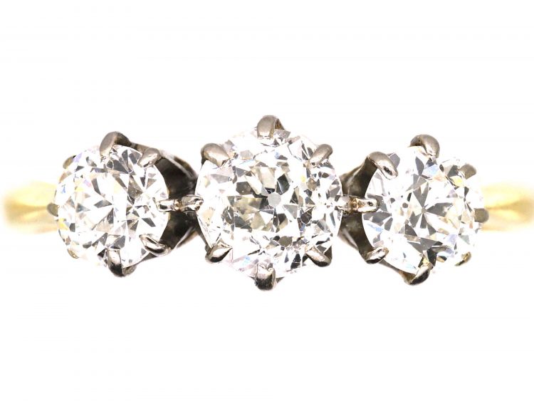 Early 20th Century 18ct Gold & Platinum,Three Stone Diamond Ring