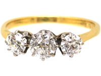 Early 20th Century 18ct Gold & Platinum,Three Stone Diamond Ring