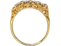 Victorian 18ct Gold, Five Stone Diamond Carved Half Hoop Ring