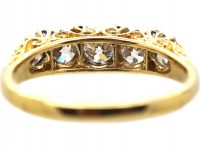 Victorian 18ct Gold, Five Stone Diamond Carved Half Hoop Ring