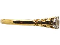 Victorian 18ct Gold, Five Stone Diamond Carved Half Hoop Ring