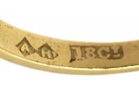 Victorian 18ct Gold, Five Stone Diamond Carved Half Hoop Ring
