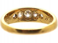 Victorian 18ct Gold Five Stone Diamond Boat Shaped Ring