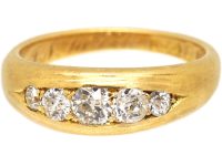 Victorian 18ct Gold Five Stone Diamond Boat Shaped Ring