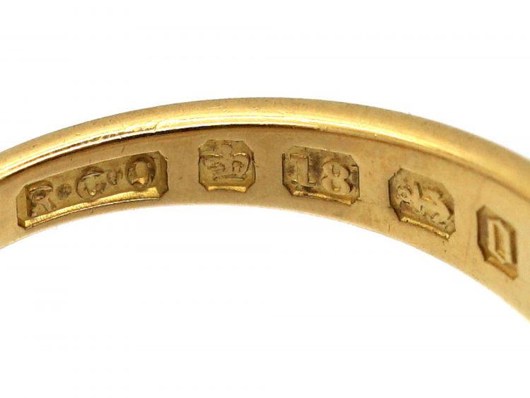 Victorian 18ct Gold Five Stone Diamond Boat Shaped Ring
