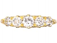 Victorian 18ct Gold, Five Stone Diamond Carved Half Hoop Ring
