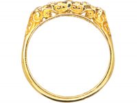 Victorian 18ct Gold, Five Stone Diamond Carved Half Hoop Ring