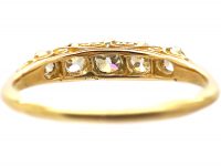 Victorian 18ct Gold, Five Stone Diamond Carved Half Hoop Ring