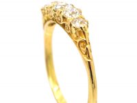 Victorian 18ct Gold, Five Stone Diamond Carved Half Hoop Ring