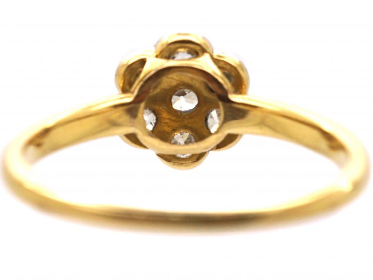 Edwardian 18ct Gold & Platinum Diamond Daisy Cluster Ring by Charles Green & Sons