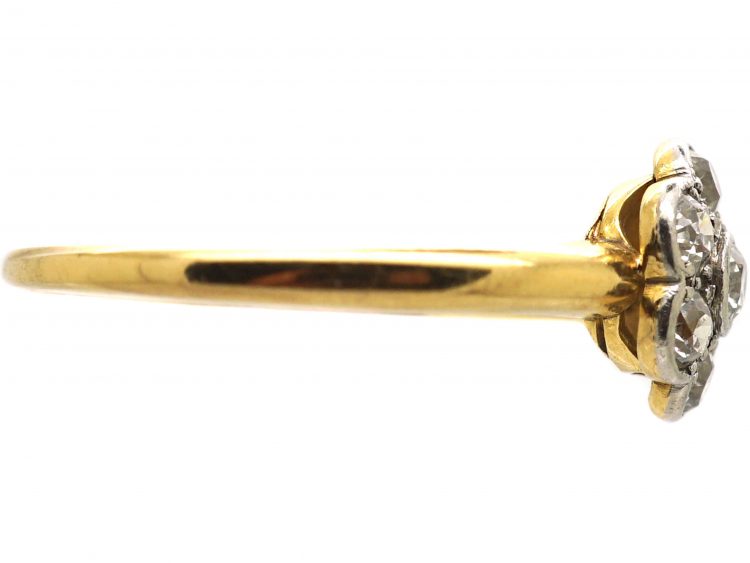 Edwardian 18ct Gold & Platinum Diamond Daisy Cluster Ring by Charles Green & Sons