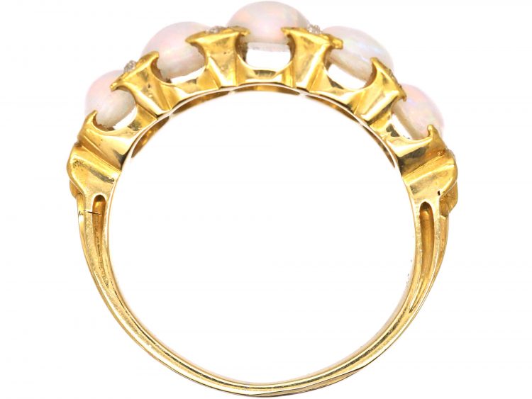 Edwardian 18ct Gold Five Stone Opal Ring