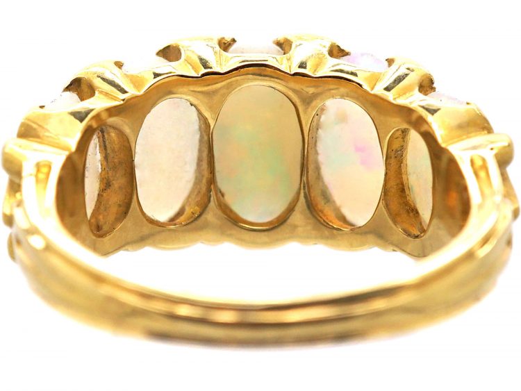 Edwardian 18ct Gold Five Stone Opal Ring