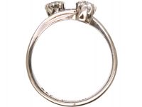 Edwardian 18ct White Gold & Platinum Crossover Ring set with Diamonds