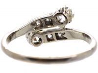 Edwardian 18ct White Gold & Platinum Crossover Ring set with Diamonds
