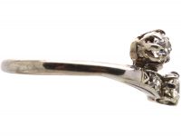 Edwardian 18ct White Gold & Platinum Crossover Ring set with Diamonds