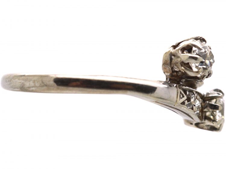 Edwardian 18ct White Gold & Platinum Crossover Ring set with Diamonds