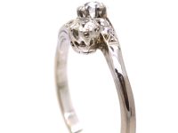 Edwardian 18ct White Gold & Platinum Crossover Ring set with Diamonds
