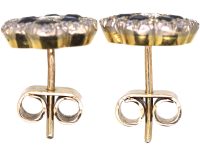 18ct Gold Flower Cluster Earrings set with Sapphires & Diamonds