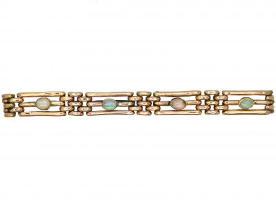 Edwardian 9ct Gold Gate Bracelet set with Opals