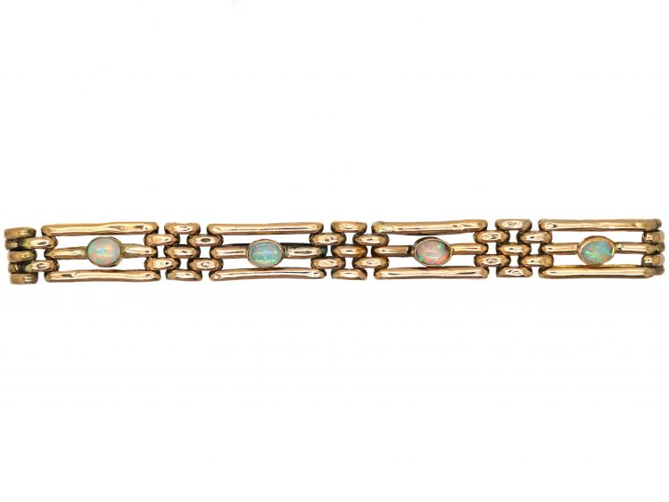 Edwardian 9ct Gold Gate Bracelet set with Opals