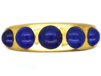 Victorian 18ct Gold Ring set with Five Cabochon Cut Lapis Lazuli