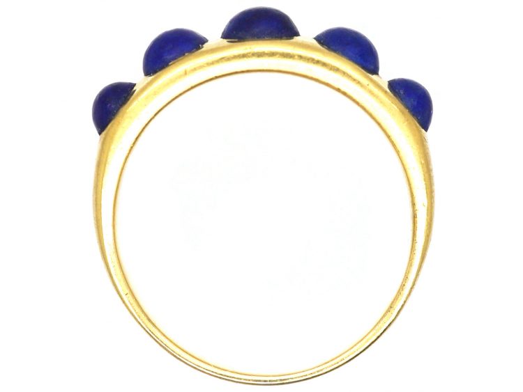 Victorian 18ct Gold Ring set with Five Cabochon Cut Lapis Lazuli