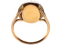 Georgian 9ct Gold & Silver, Blue Glass & Rose Diamond Pansy Ring