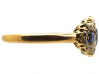 Edwardian 18ct Gold Triple Cluster Ring set with Sapphires & Diamonds