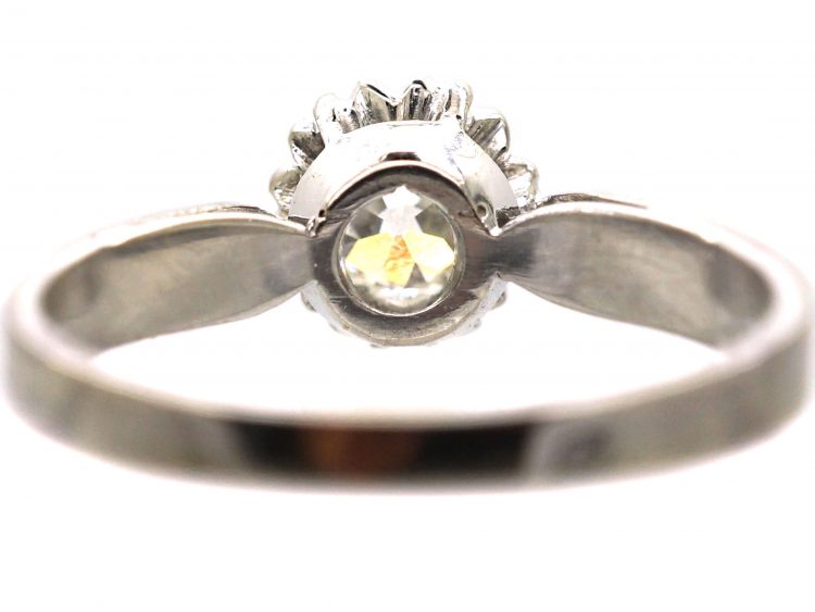French Early 20th Century Platinum, Solitaire Diamond Ring