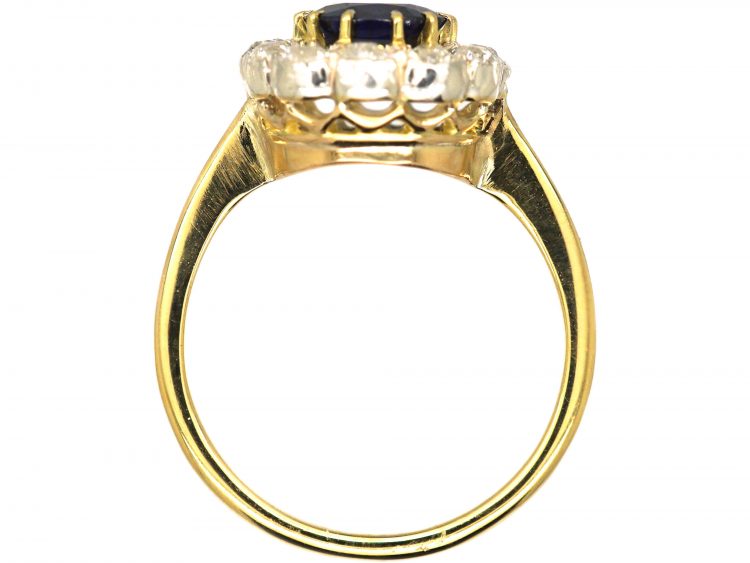 Edwardian 18ct Gold, Sapphire & Diamond Cluster Ring