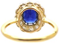 Edwardian 18ct Gold, Sapphire & Diamond Cluster Ring