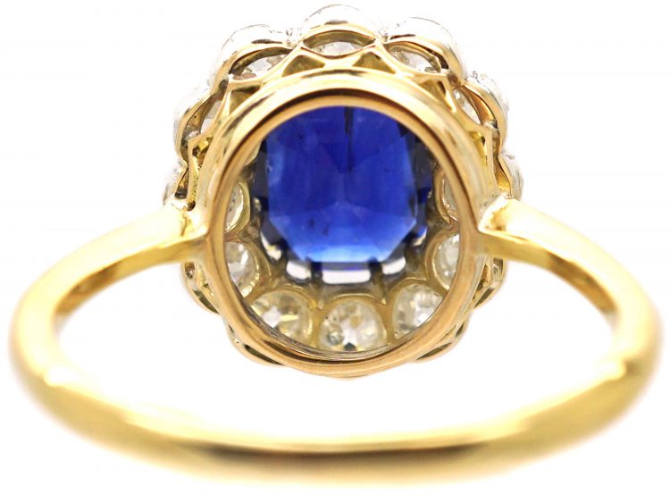 Edwardian 18ct Gold, Sapphire & Diamond Cluster Ring