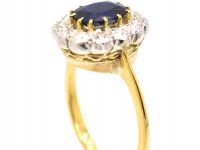 Edwardian 18ct Gold, Sapphire & Diamond Cluster Ring