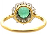 Mid 20th Century 18ct Gold & Platinum, Green Tourmaline & Diamond Cluster Ring