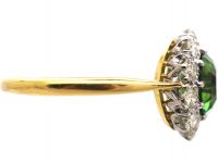 Mid 20th Century 18ct Gold & Platinum, Green Tourmaline & Diamond Cluster Ring