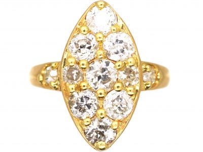 Victorian 18ct Gold Marquise Ring set with Diamonds