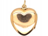 Edwardian 15ct Gold, Red & Cream Enamel Heart Shaped Pendant set with a Diamond